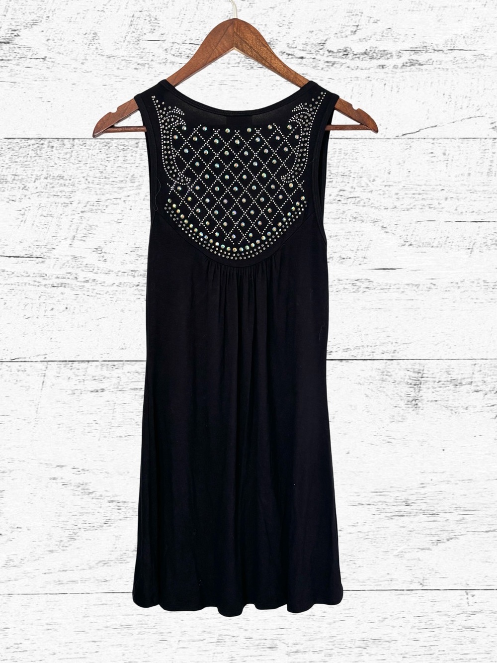 Vocal Black Sleeveless Mini Dress with Lace Detail